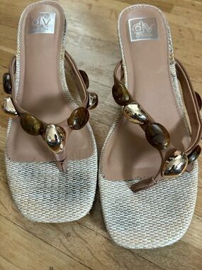 DV by Dolce Vita Beige Tan Beaded Thong Sandals